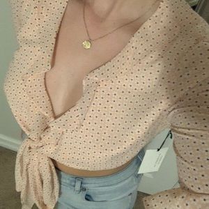 Pink Floral Cropped Tie-Front Shirt